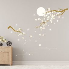 Walplus Wand-Tattoo Crystal Blosom Flowers under Moonlight mit Swarovski-Kristallen